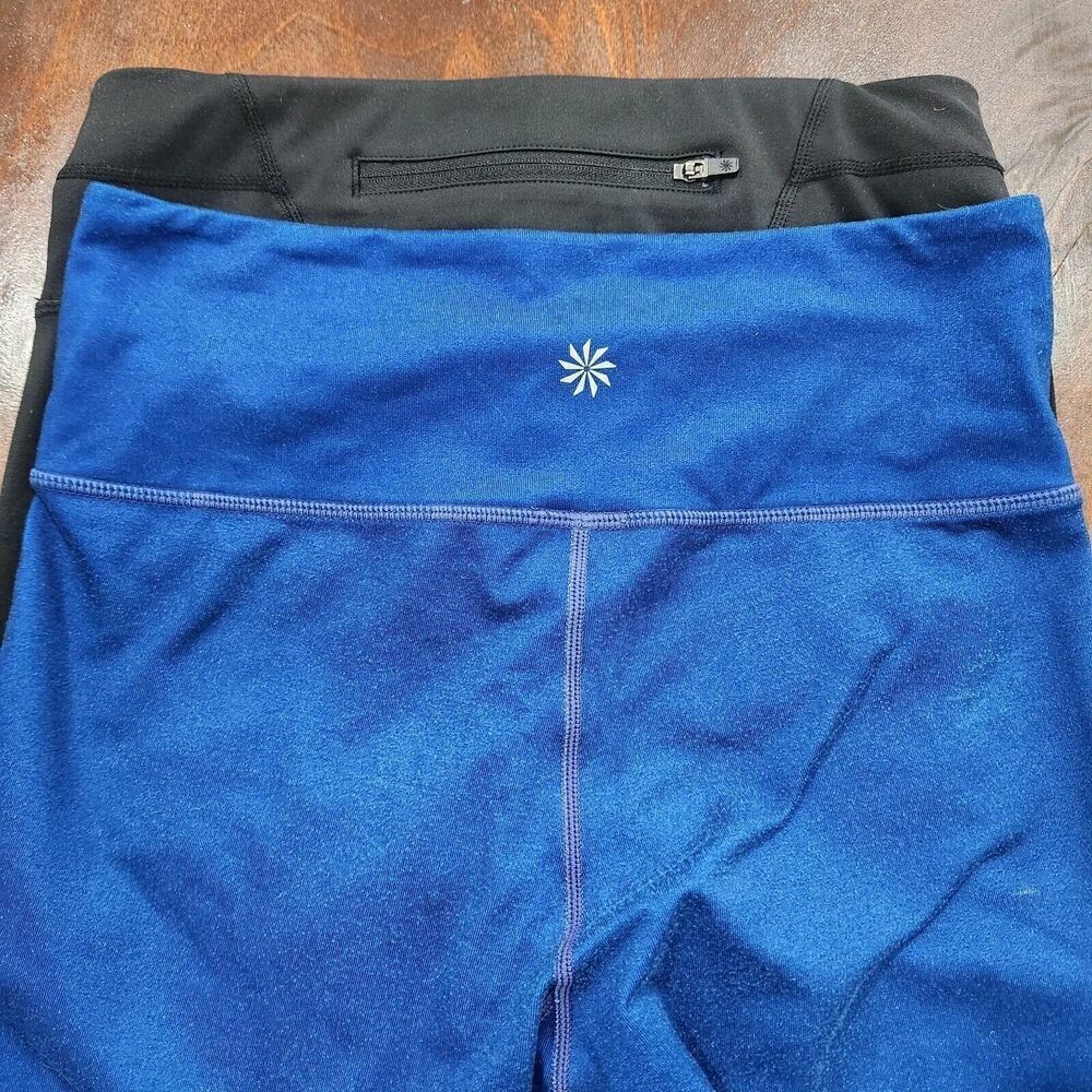 Athleta Leggings 7/8 Mid Rise Pockets Umbre Solid Stripes‎ Lot Of 2 Sz XS - Picture 5 of 8